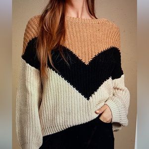 Tan/cream/black sweater size medium